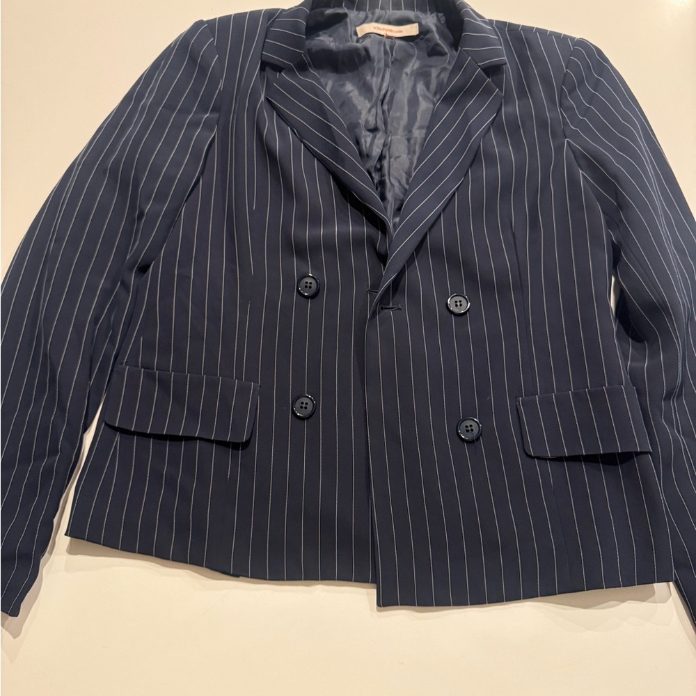 Elegant Navy Pinstripe Blazer